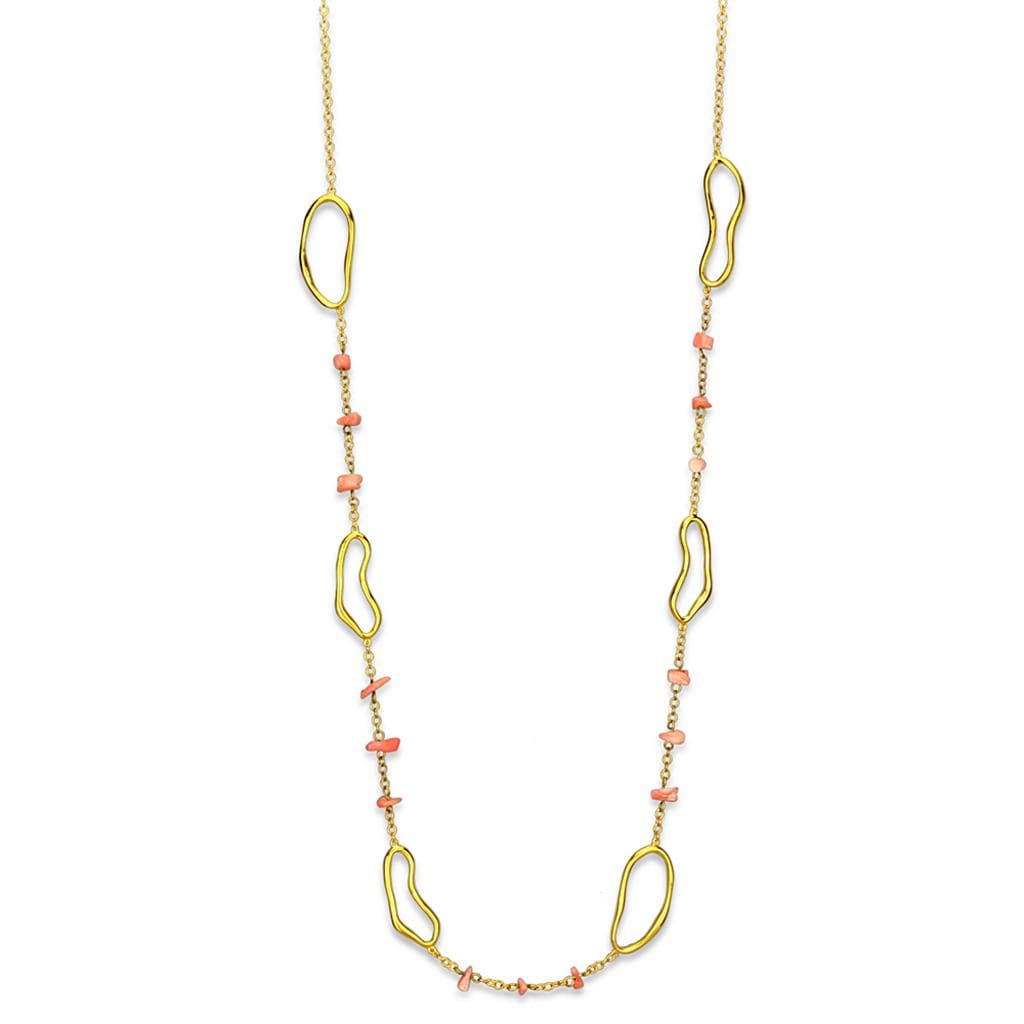 Brass Rose Gold Open Link Station Chain Necklace