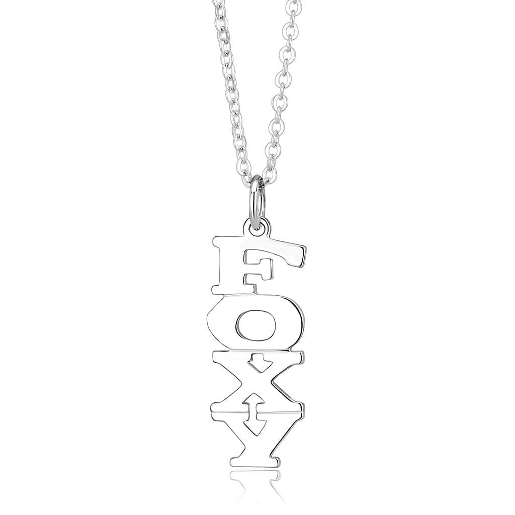 Brass Silver FOXY Word Letter Pendant Necklace
