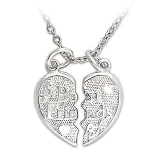 Brass Silver Best Friends Split Heart Pendant Necklace
