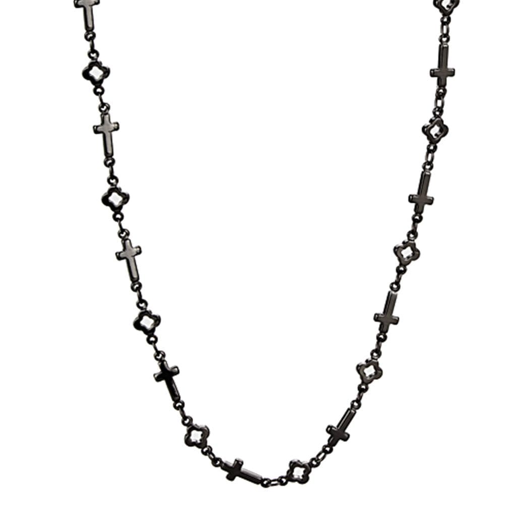 Brass Black Cross Station Chain Necklace | The Stainless Jewelry