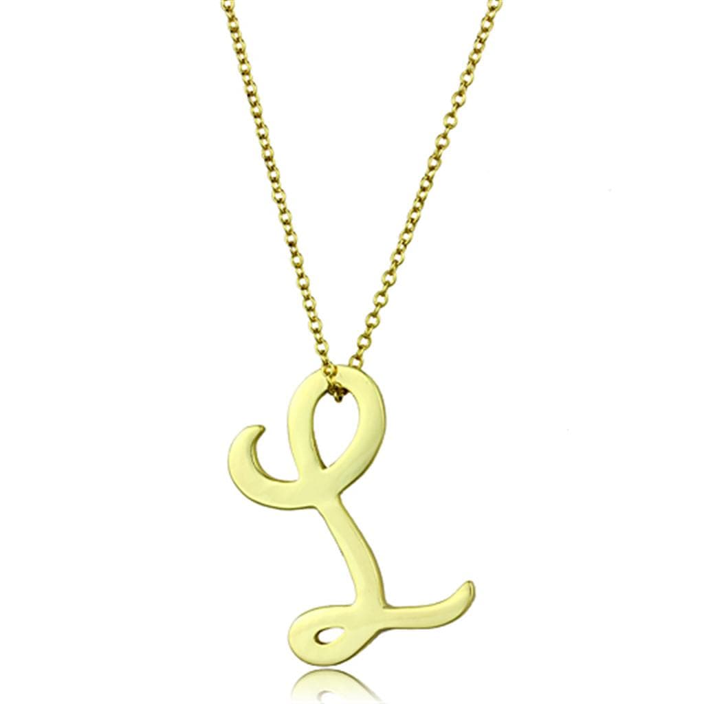 Brass Gold Script Letter L Pendant Necklace