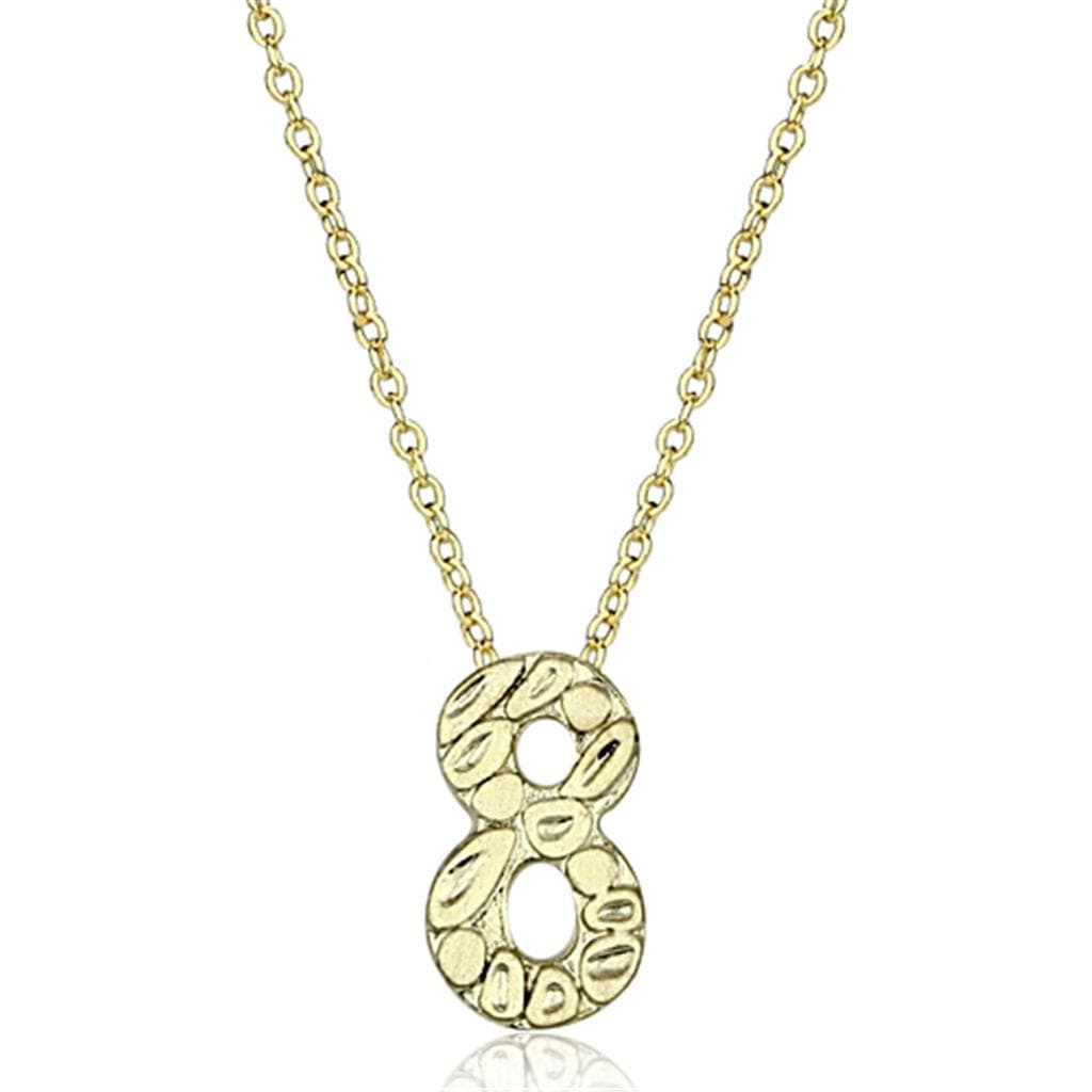 Brass Gold Textured Number 8 Pendant Necklace