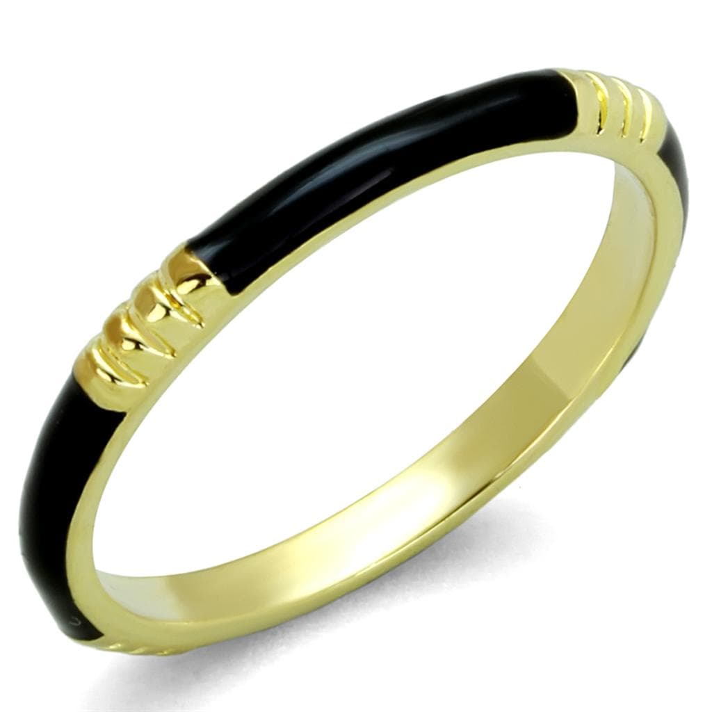 Brass Gold Black Enamel Slim Band Ring | The Stainless Jewelry
