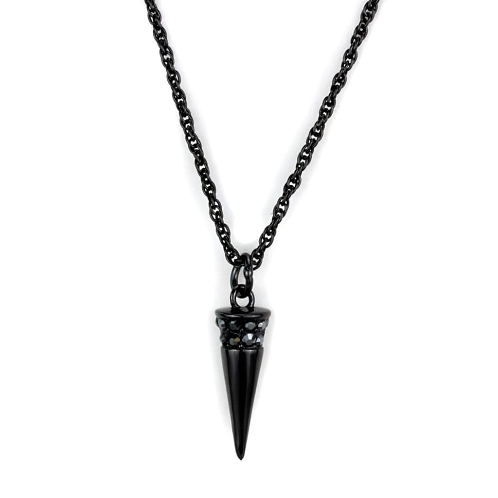 Brass Black CZ Spike Cone Pendant Necklace