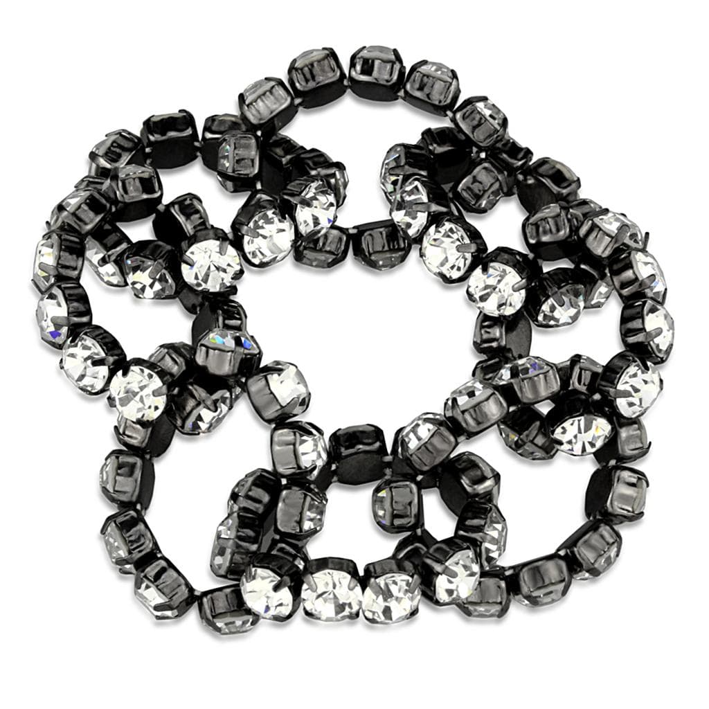 Brass Gunmetal Crystal Cup Chain Stretch Bracelet