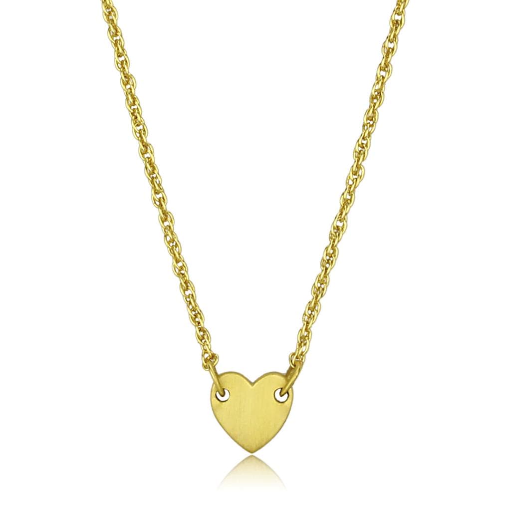 Brass Gold Polished Heart Pendant Necklace
