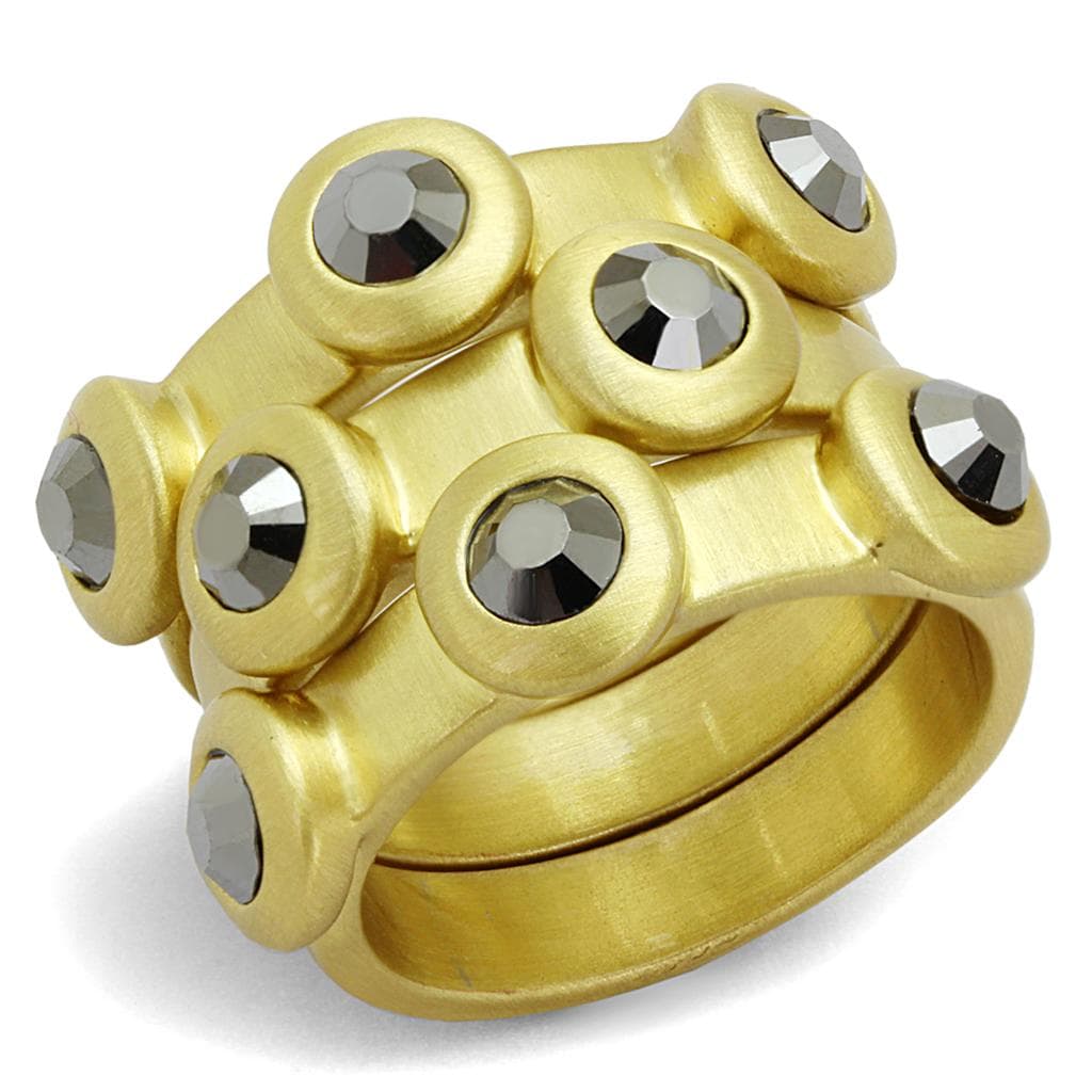 Brass Gold Gunmetal CZ Bezel Stud Wide Band Stackable Ring