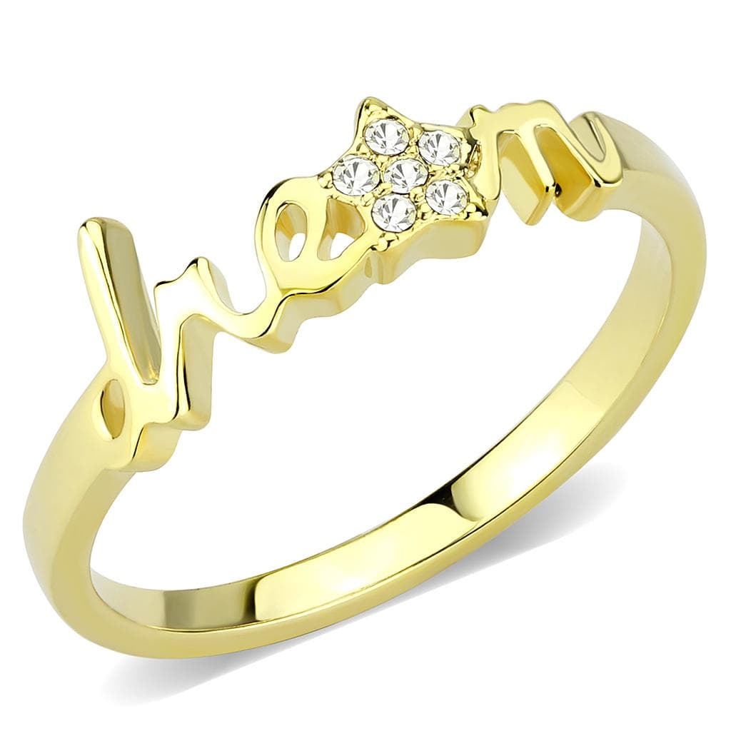 Brass Gold CZ Script Dream Word Ring | The Stainless Jewelry