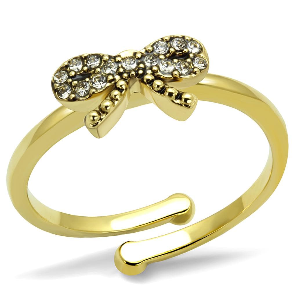 Brass Gold CZ Pave Bow Ribbon Toe Ring | The Stainless Jewelry