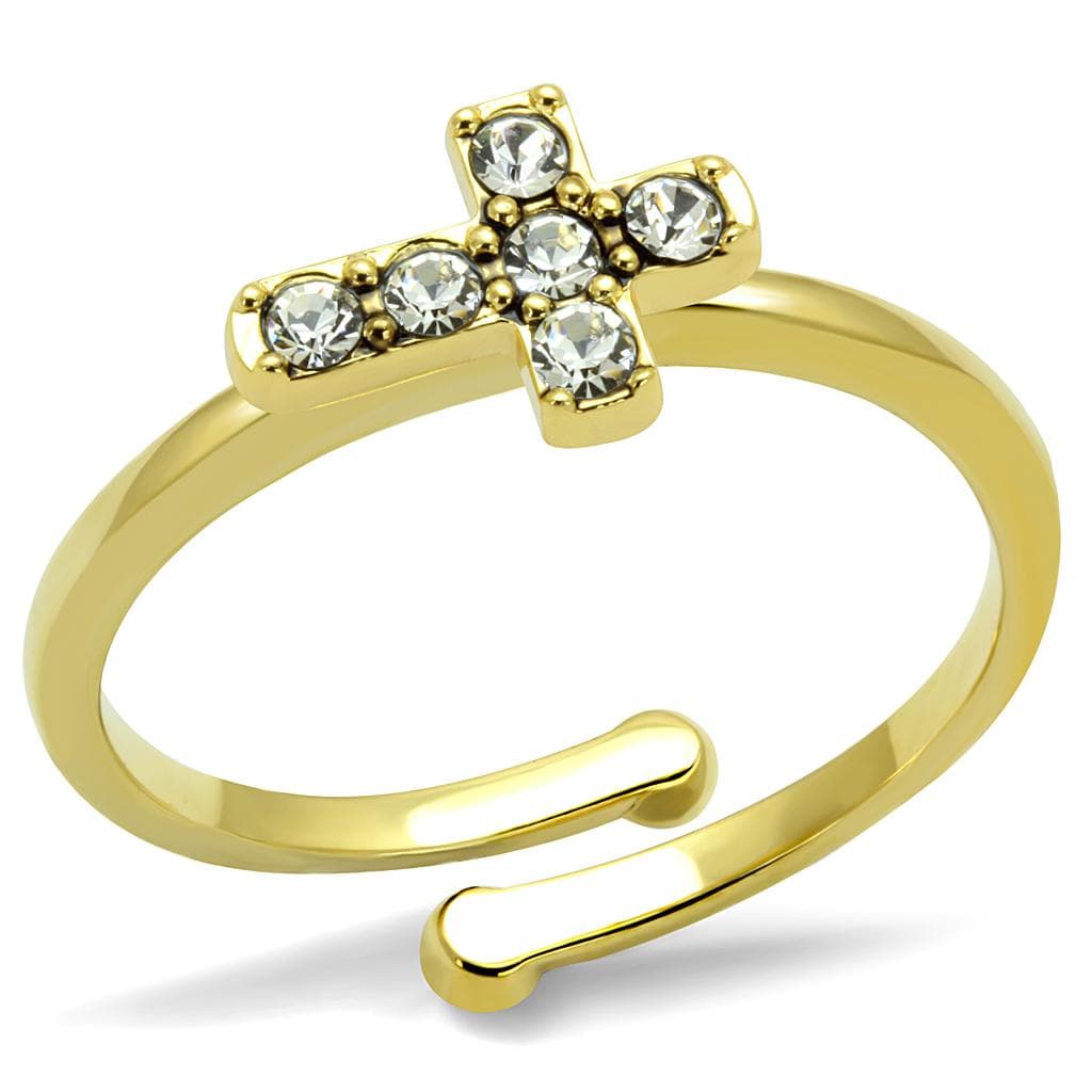 Brass Gold CZ Cross Adjustable Toe Ring | The Stainless Jewelry