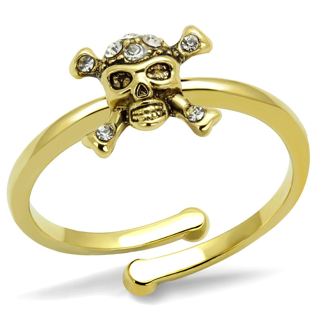 Brass Gold CZ Skull Crossbones Toe Ring | The Stainless Jewelry