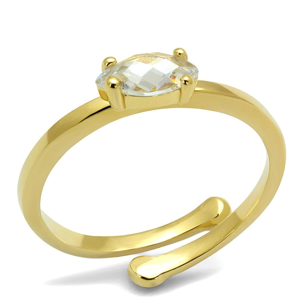 Brass Gold Clear Marquise Solitaire Toe Ring