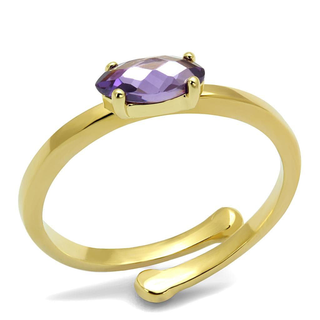 Brass Gold Purple Amethyst Marquise Solitaire Toe Ring