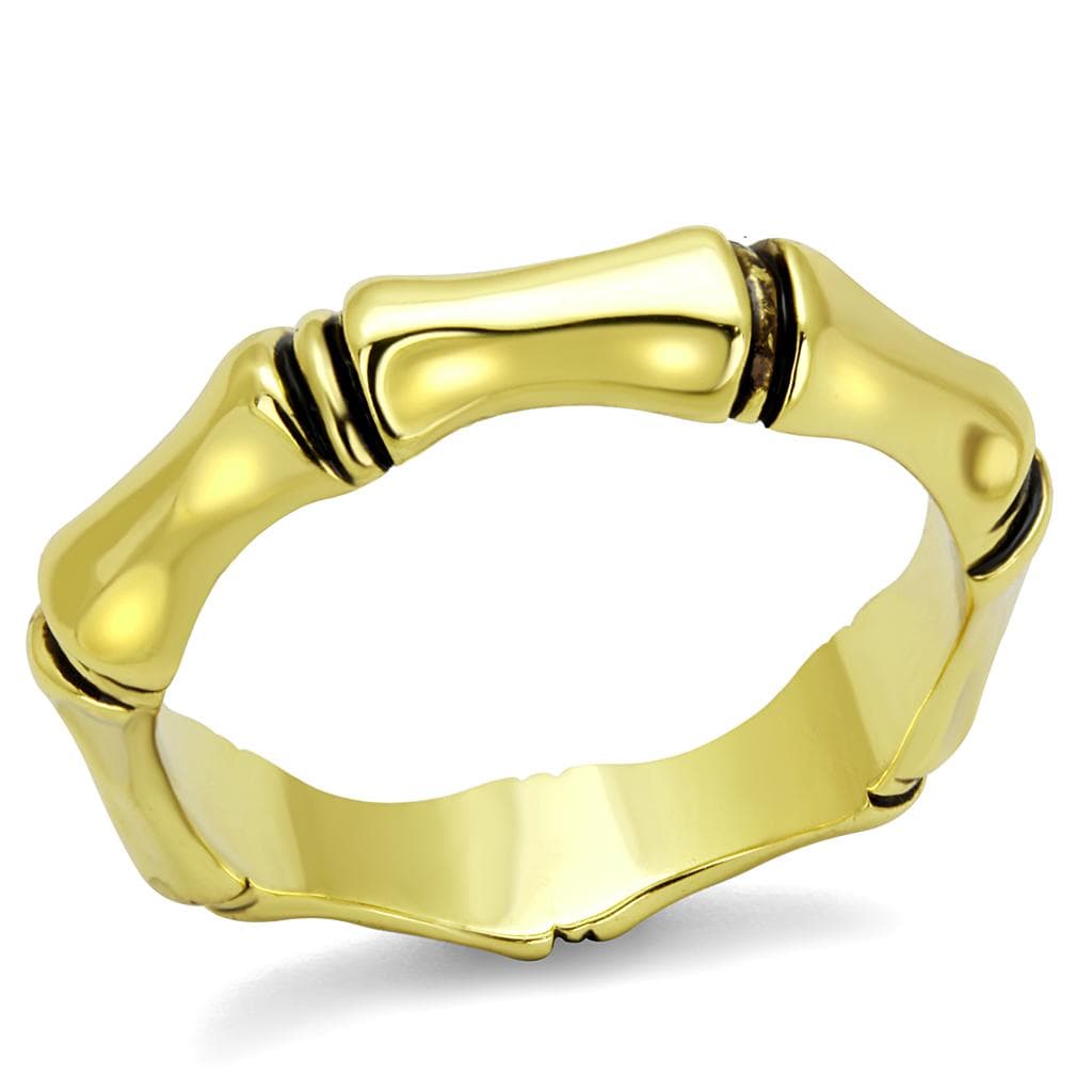 Brass Gold Polished Bamboo Link Band Ring | The Stainless Jewelry