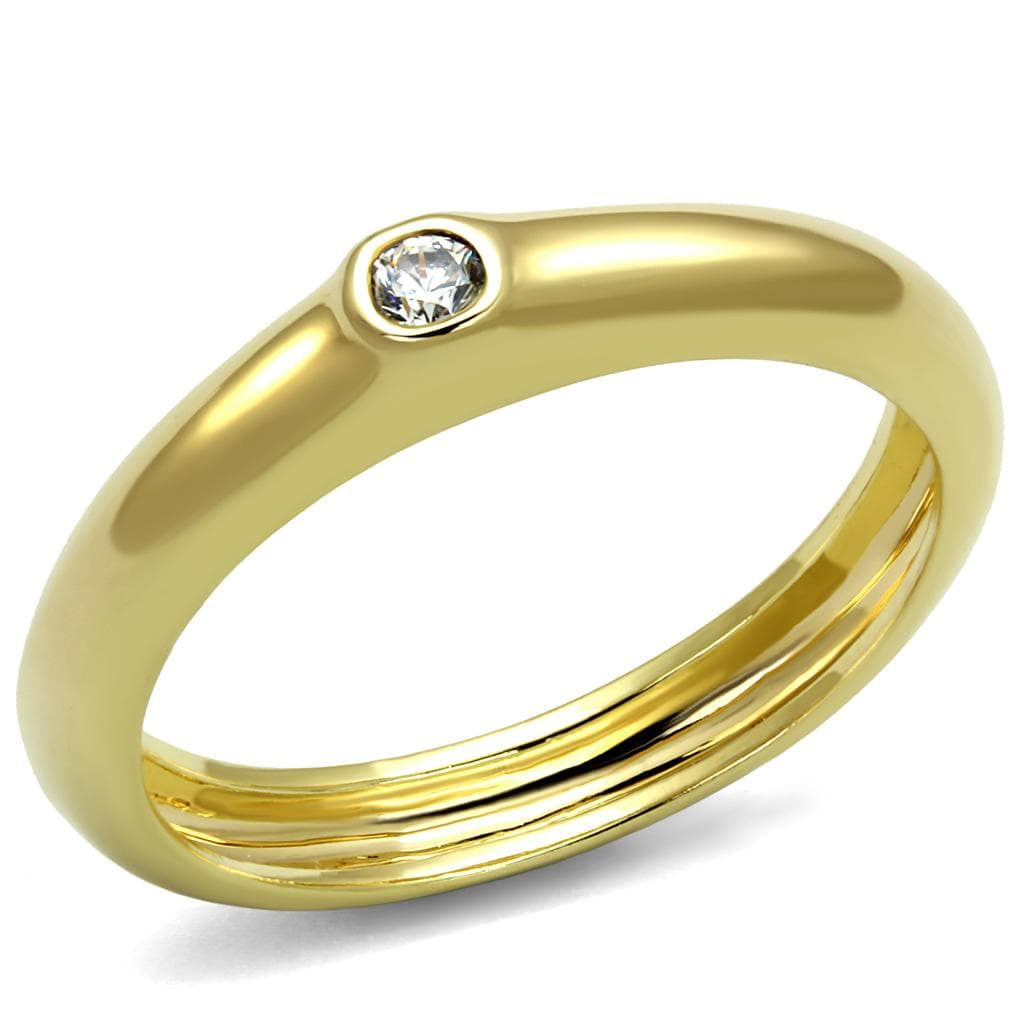 Brass Gold CZ Bezel Stackable Band Ring | The Stainless Jewelry