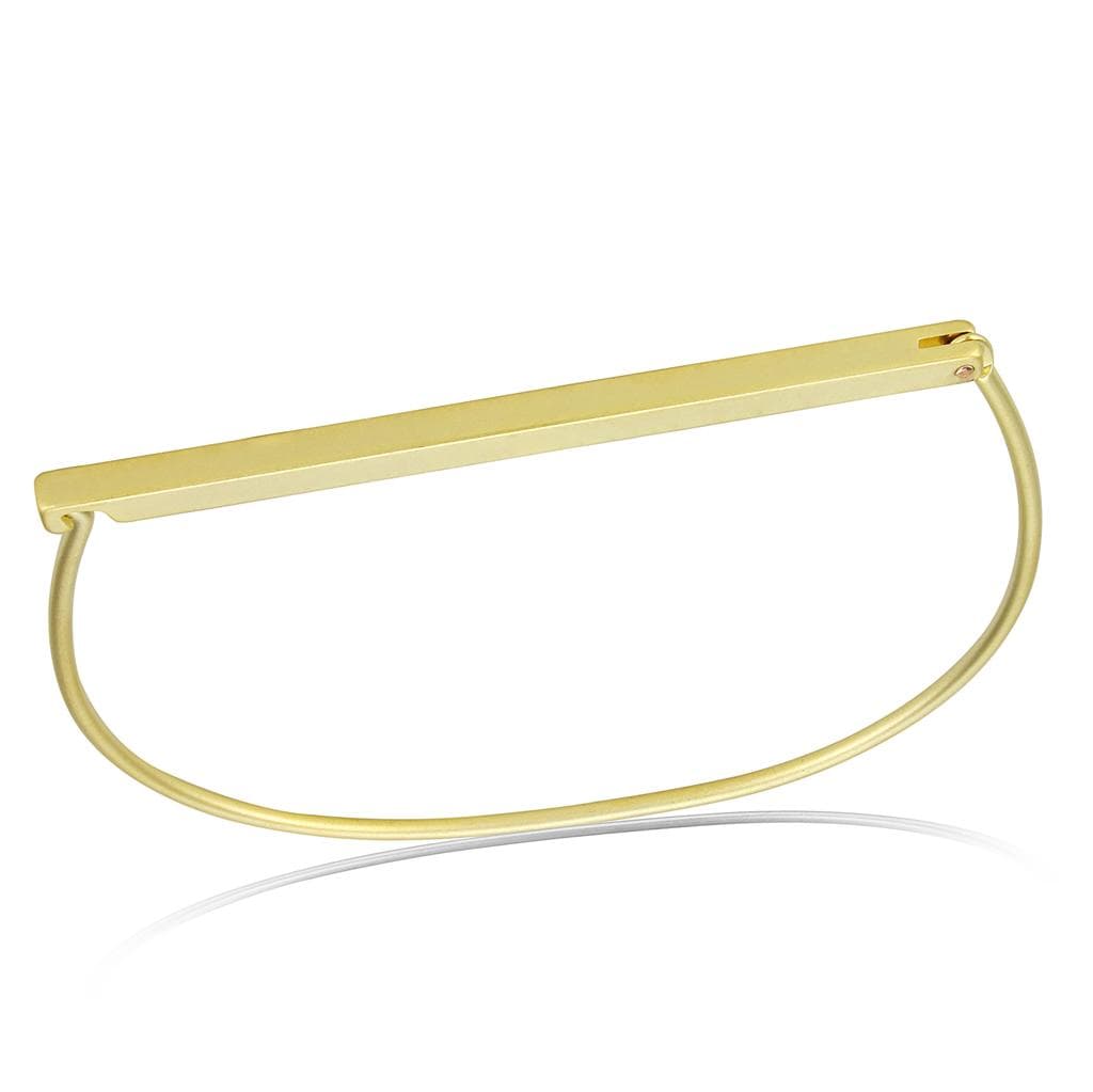 Brass Gold Minimalist Half Circle Bar Bangle Bracelet