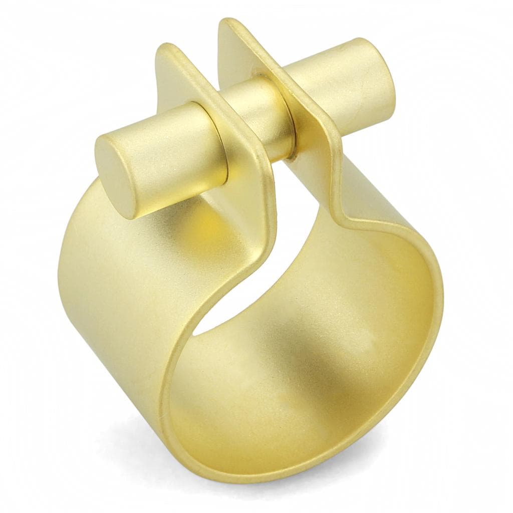 Brass Gold Matte Barbell Cuff Ring | The Stainless Jewelry