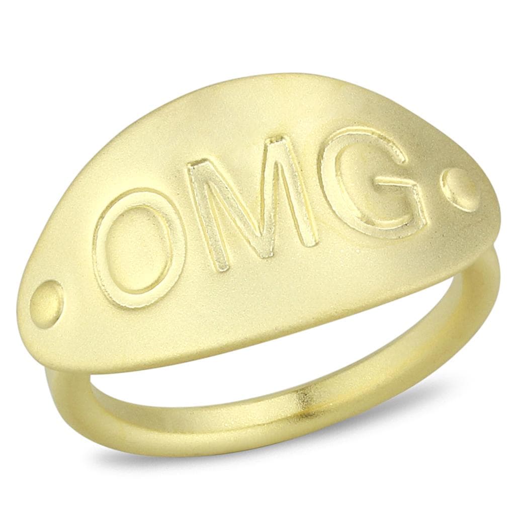 Brass Gold OMG Script Dome Ring | The Stainless Jewelry