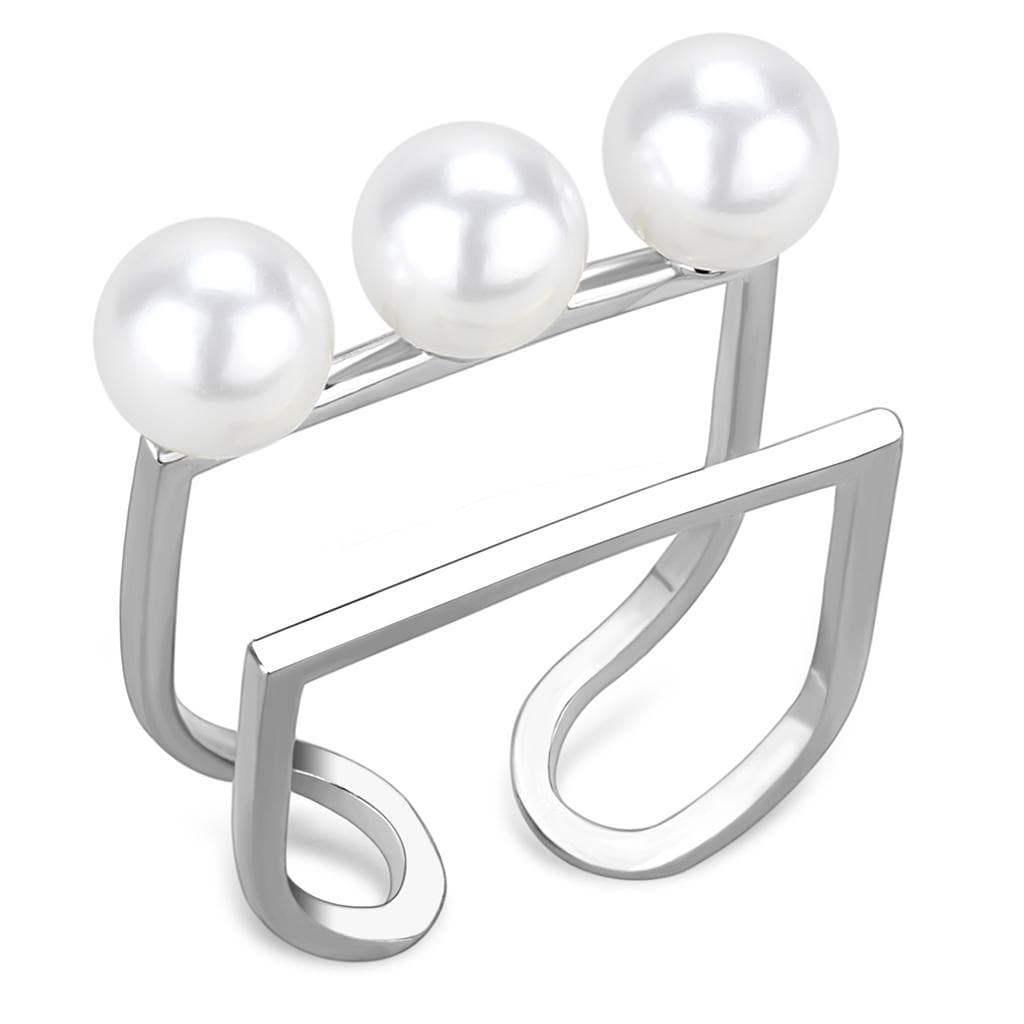 Brass Silver Pearl Triple Bar Cuff Ring | The Stainless Jewelry