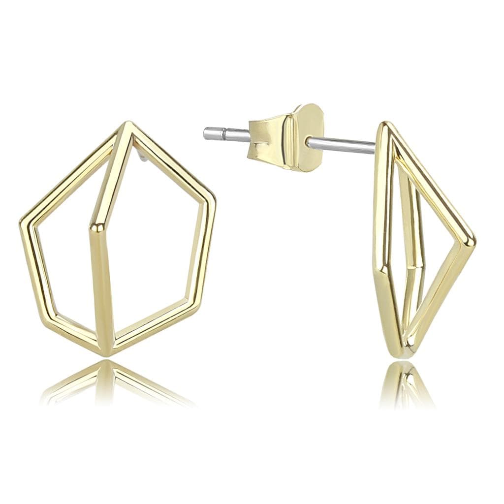 Brass Gold Geometric Diamond Shape Stud Earrings