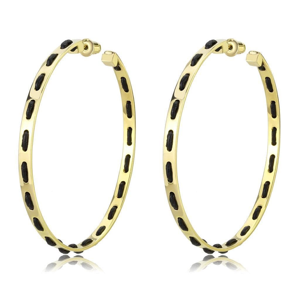 Brass Gold Black Enamel Hoop Earrings | The Stainless Jewelry
