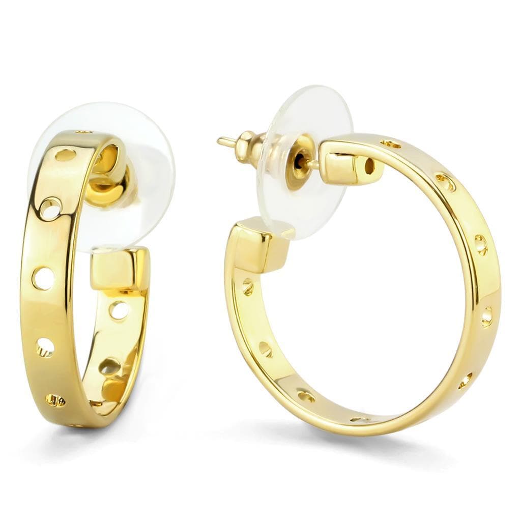 Brass Gold Polished Cutout Hoop Earrings | The Stainless Jewelry