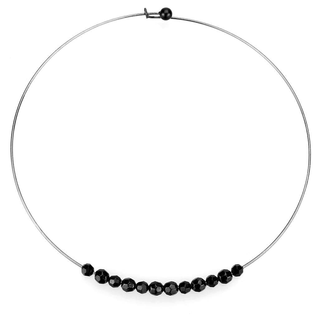 Brass Silver Black Bead Wire Collar Necklace