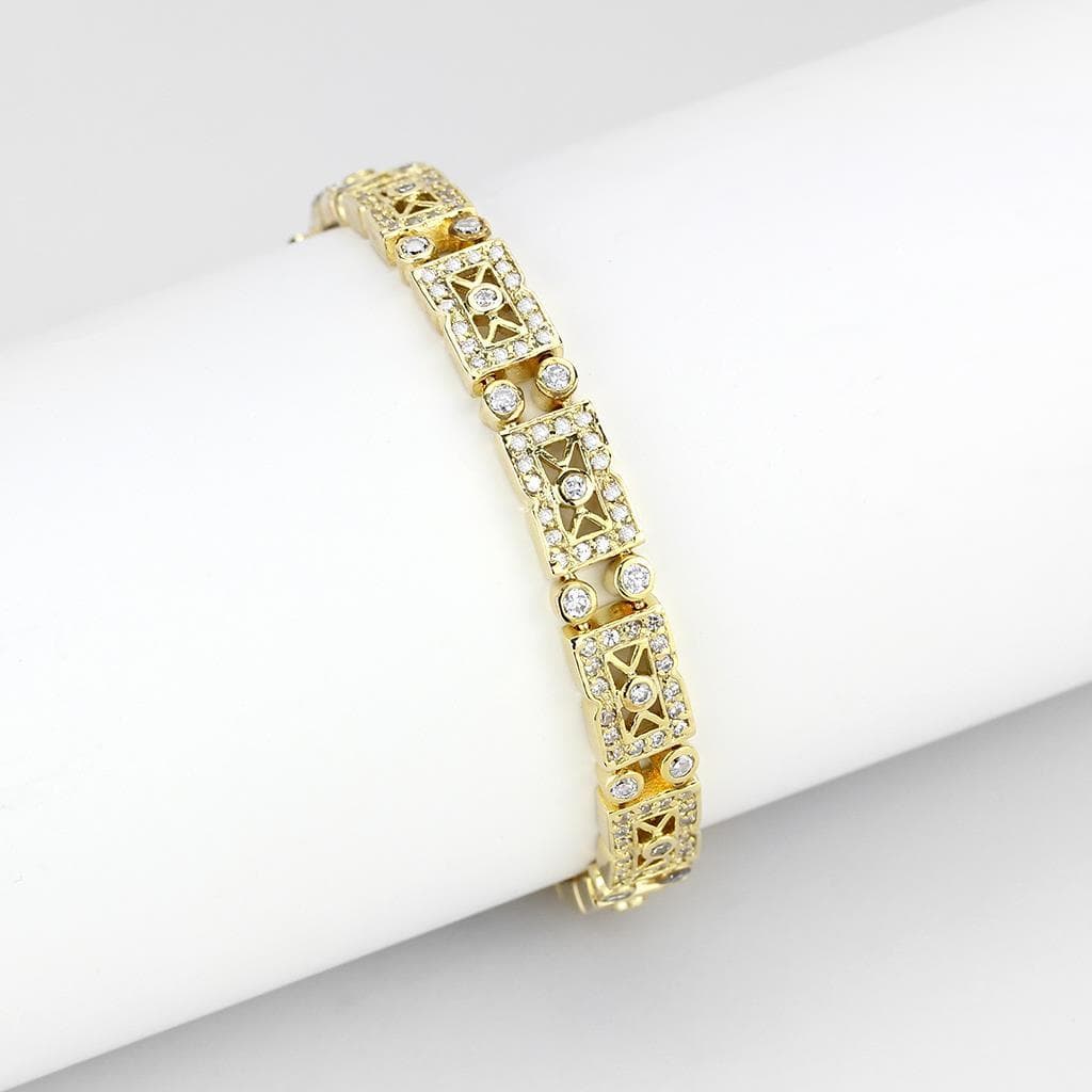 Brass Gold CZ Filigree Link Bracelet | The Stainless Jewelry