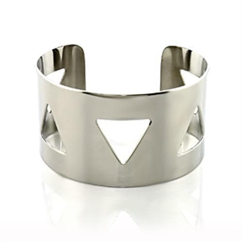Stainless Steel Silver Triangle Cutout Wide Cuff Bangle Bracelet