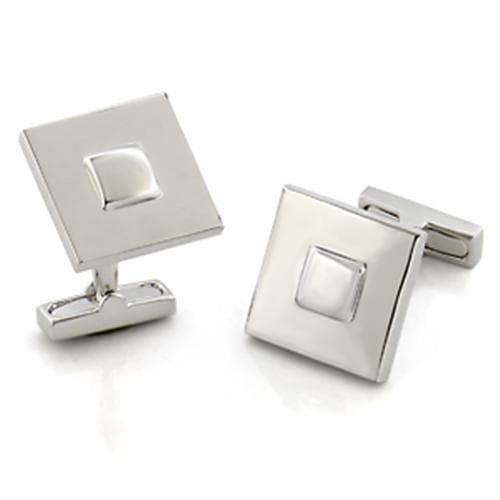 Brass Silver Square Cutout Cufflinks Bracelet