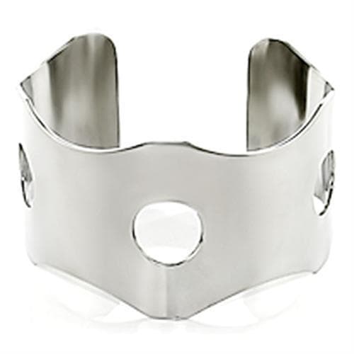 Stainless Steel Silver Circle Cutout Cuff Bangle Bracelet