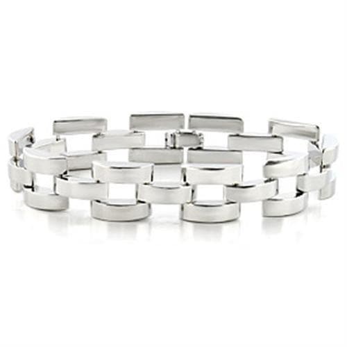 Brass Silver Polished Wide Link Bracelet | The Stainless Jewelry