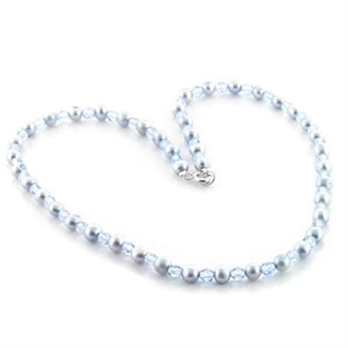 Stainless Steel Light Blue Pearl Bead Necklace
