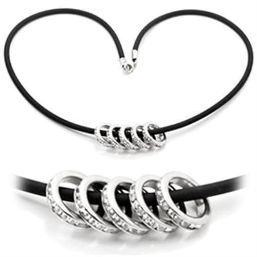 Brass Black Cord CZ Ring Charm Pendant Necklace
