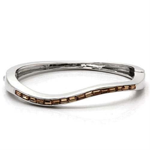 Brass Silver Rose Gold Two Tone CZ Hinged Bangle Bracelet