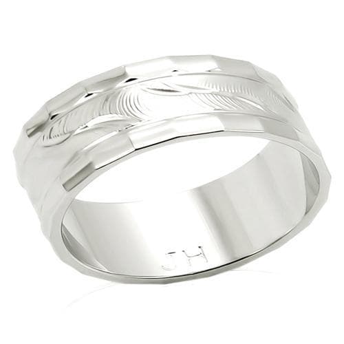 Brass Silver Engraved Leaf Wide Band Ring | The Stainless Jewelry