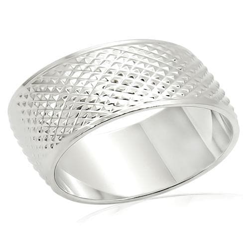 Brass Silver Diamond Cut Mesh Wide Band Ring