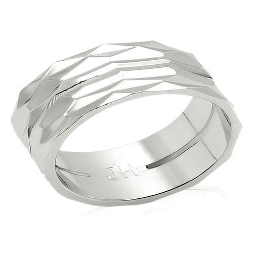 Brass Silver Diamond Cut Wave Faceted Ring