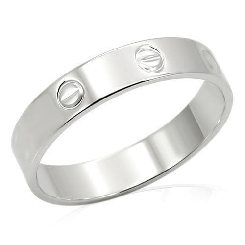 Brass Silver Polished Screw Motif Band Ring