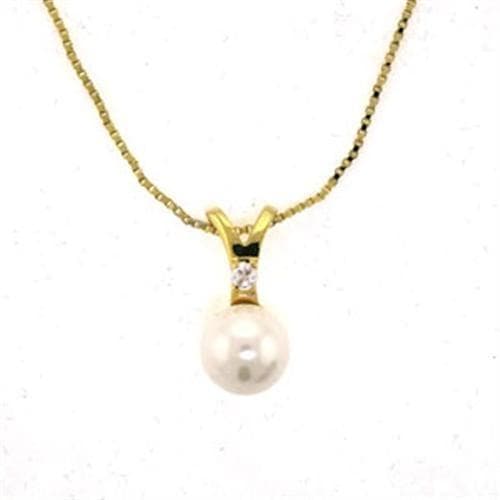 Brass Gold Pearl Drop Pendant Necklace | The Stainless Jewelry