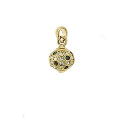 Brass Gold CZ Cluster Oval Charm Pendant | The Stainless Jewelry