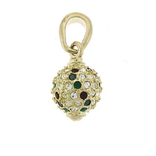 Brass Gold Multi Color CZ Cluster Ball Charm Pendant