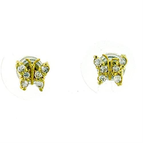 Brass Gold CZ Butterfly Stud Earrings | The Stainless Jewelry