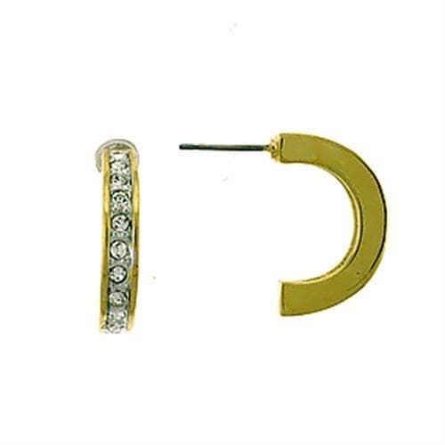 Brass Gold CZ Channel Huggie Hoop Earrings
