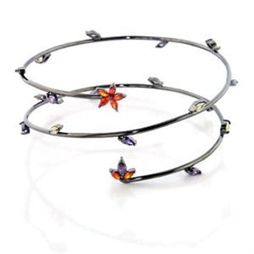 Brass Gunmetal Multi Color Crystal Flower Bangle Set Bracelet
