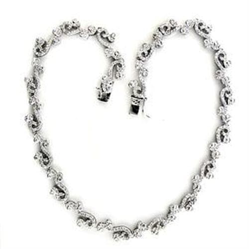 Sterling Silver CZ Round Bezel Link Necklace