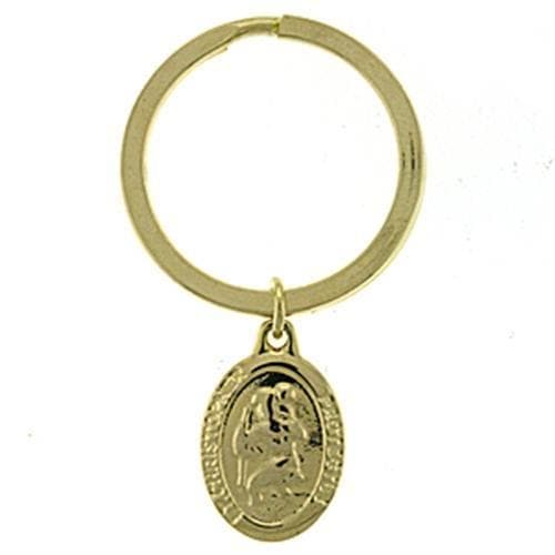 Brass Gold Virgin Mary Medallion Keyring | The Stainless Jewelry