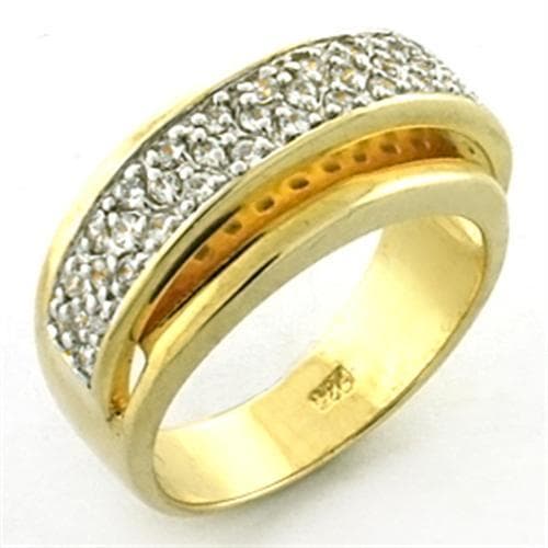 Sterling Silver Gold Two Tone CZ Pave Band Ring