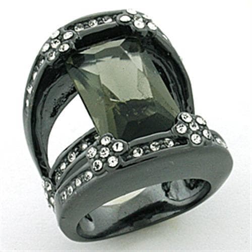 Brass Gunmetal Smoky Quartz Emerald Cut CZ Ring
