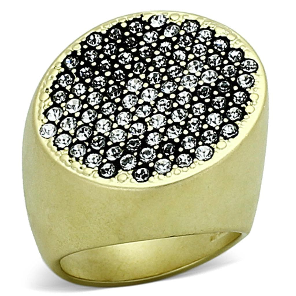 Brass Gold Black CZ Pave Dome Signet Ring | The Stainless Jewelry